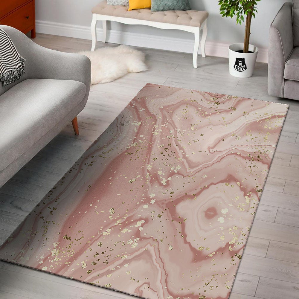 Marble Rose Pink Print Pattern Floor Mat-grizzshop