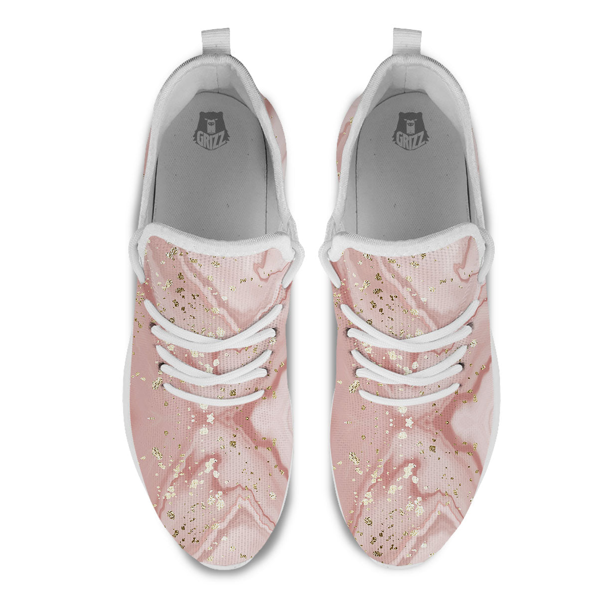 Marble Rose Pink Print Pattern White Athletic Shoes-grizzshop