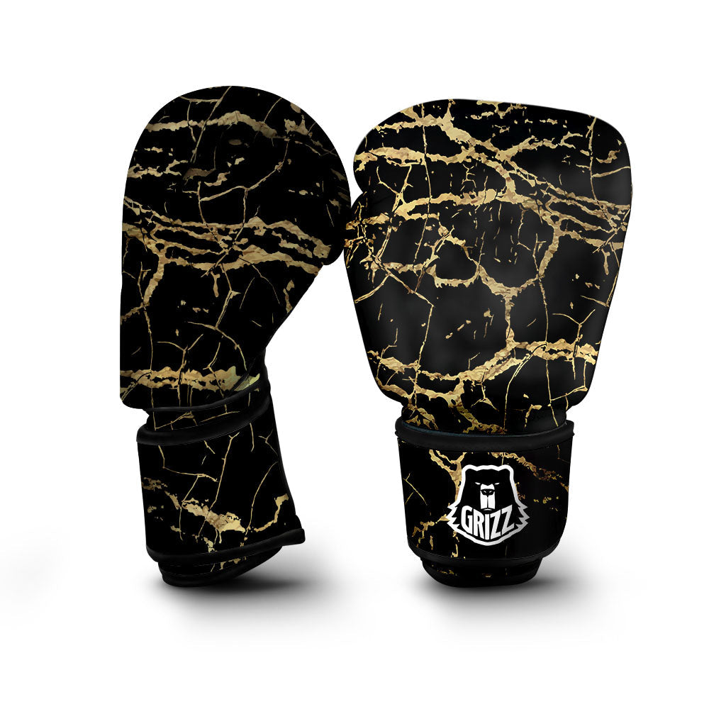 Marble Scratch Black Gold Print Marble Boxing Gloves-grizzshop