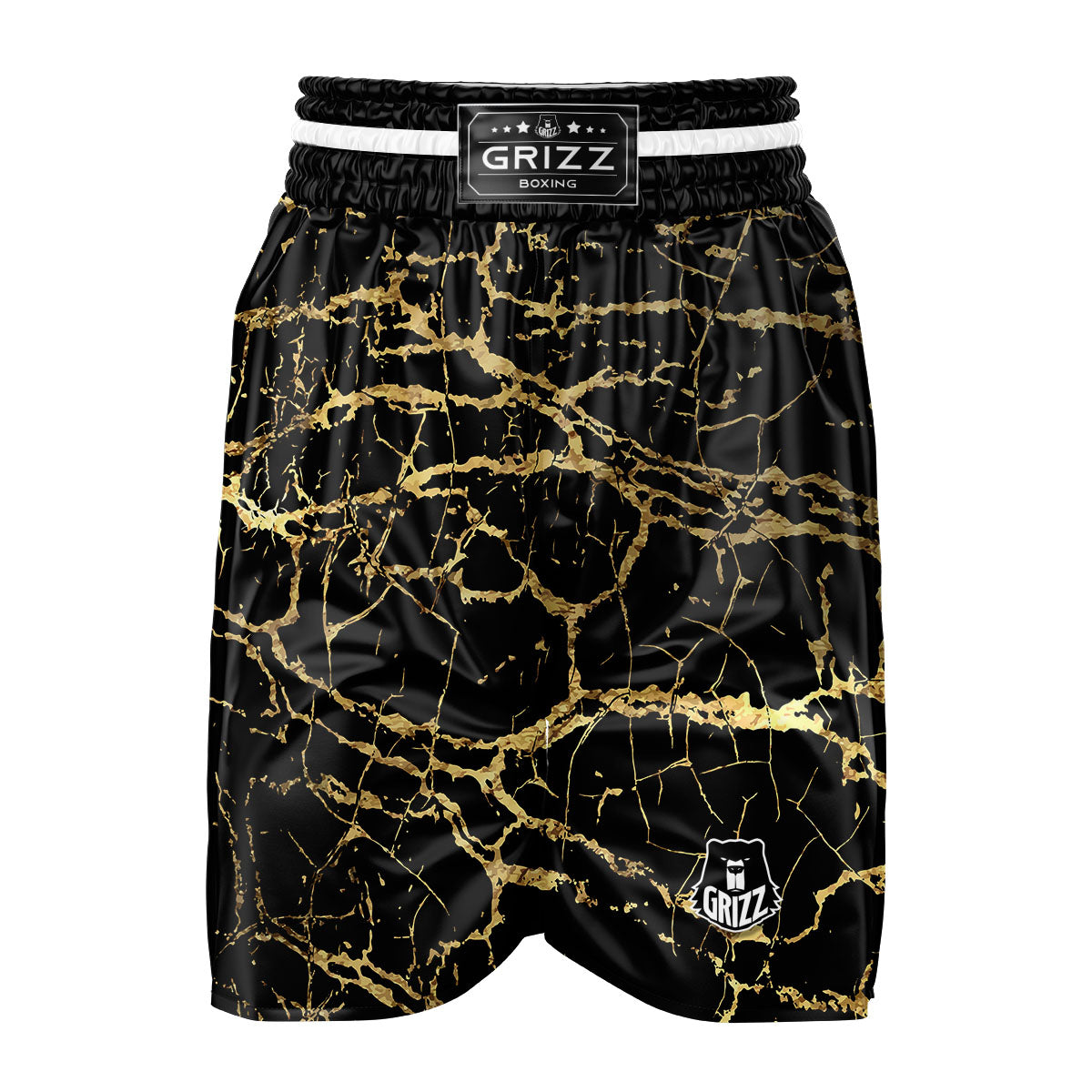 Marble Scratch Black Gold Print Marble Boxing Shorts-grizzshop
