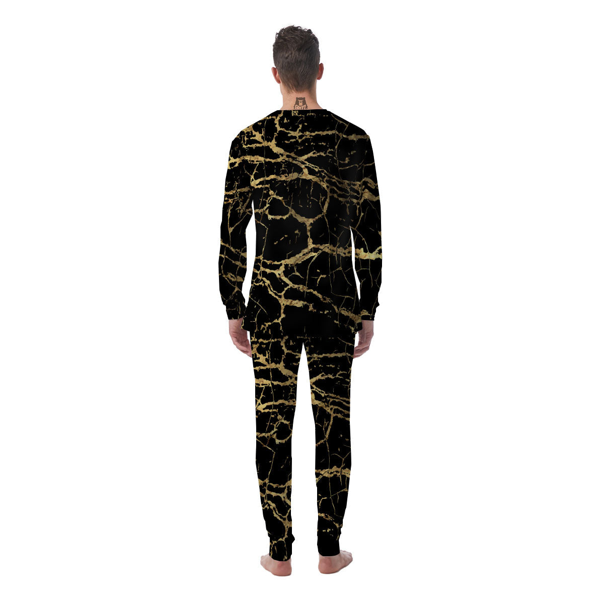 Marble Scratch Black Gold Print Marble Men's Pajamas-grizzshop