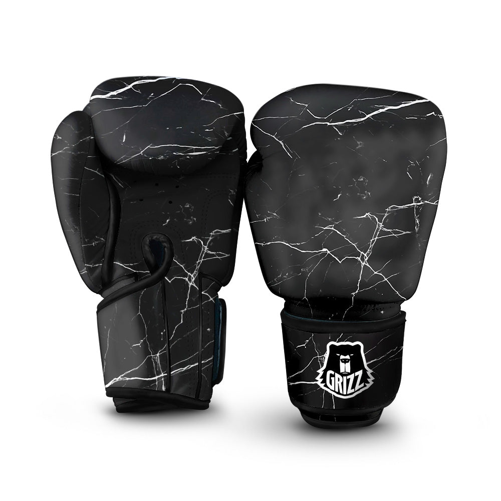 Marble Scratch Black White Print Boxing Gloves-grizzshop
