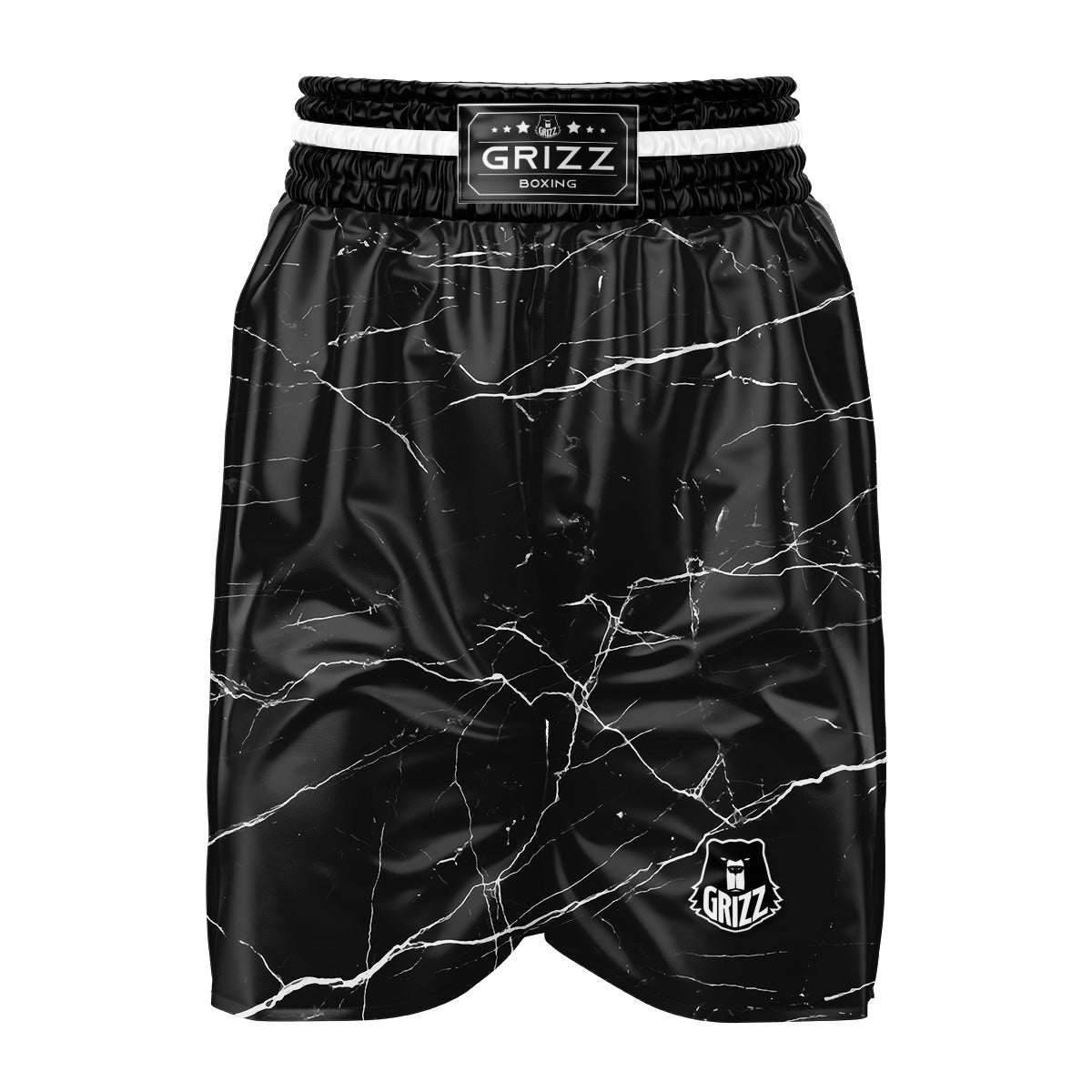 Marble Scratch Black White Print Boxing Shorts-grizzshop
