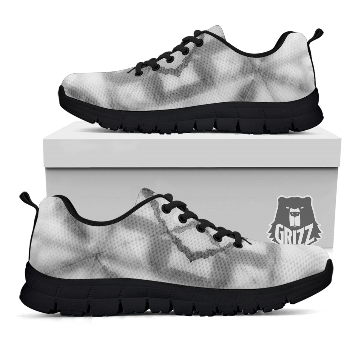 Marble Silver Grey Print Pattern Black Sneaker-grizzshop