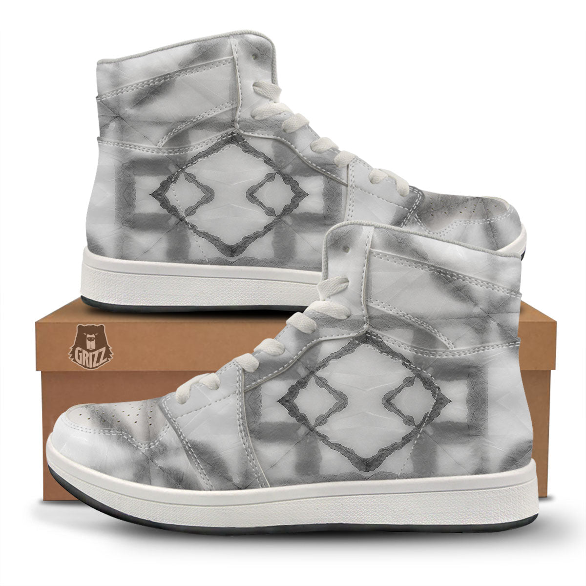 Marble Silver Grey Print Pattern High Top Sneakers-grizzshop