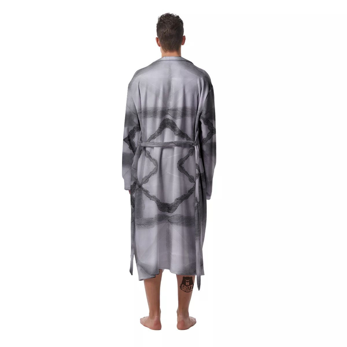 Marble Silver Grey Print Pattern Men's Robe-grizzshop