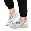 Marble Silver Grey Print Pattern White Athletic Shoes-grizzshop