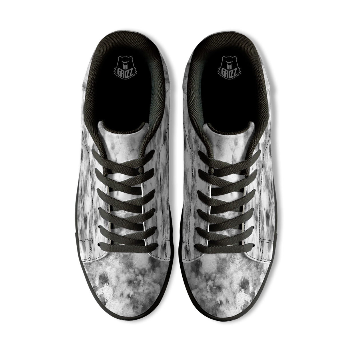 Marble Smoke Black White Print Black Low Top Sneakers-grizzshop