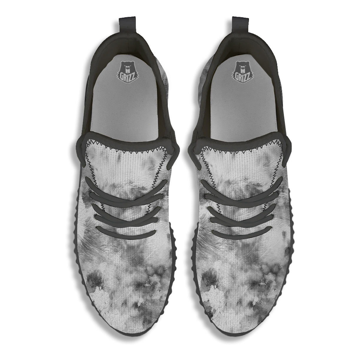 Marble Smoke Black White Print Black Walking Shoes-grizzshop