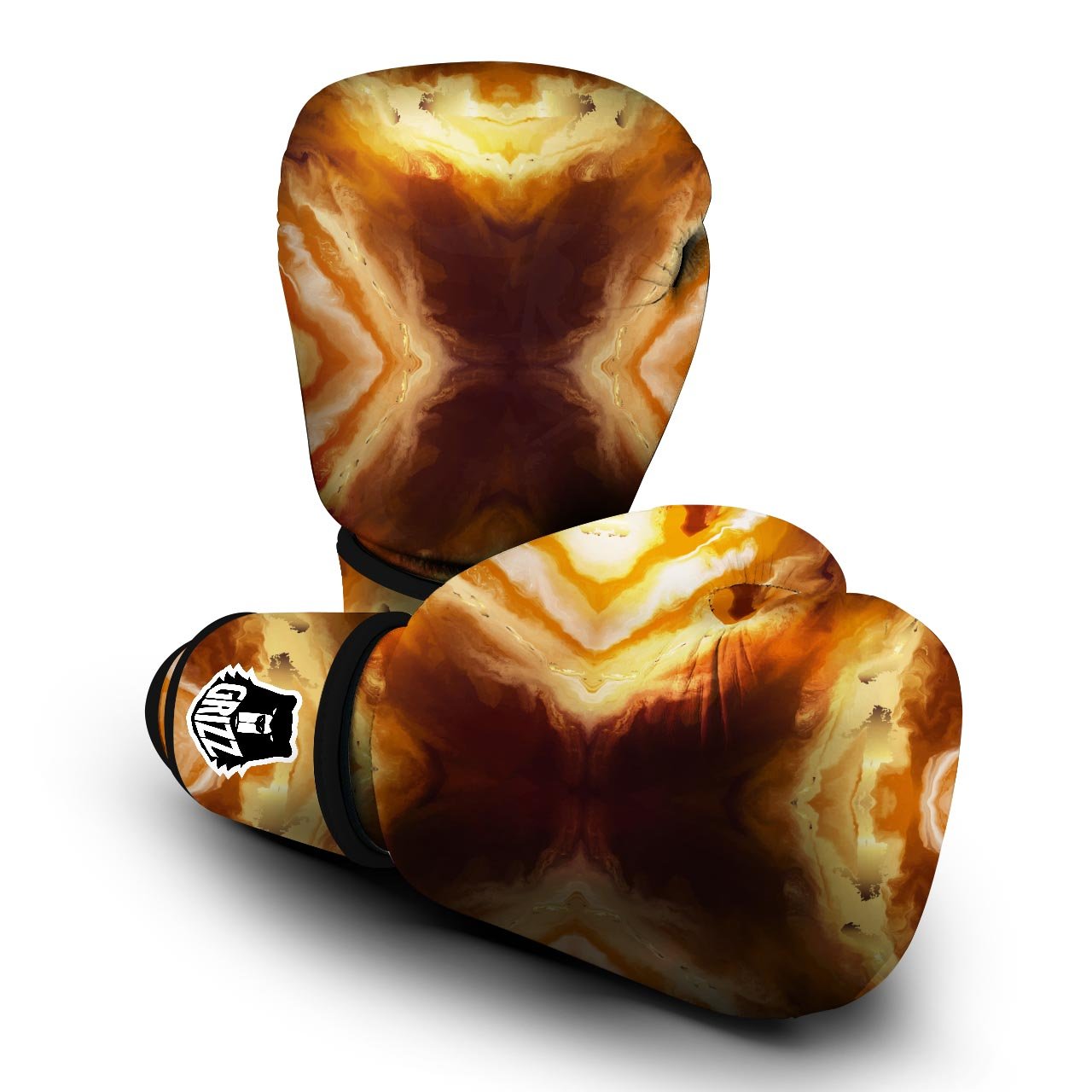 Marble Sugar Brown Print Pattern Boxing Gloves-grizzshop