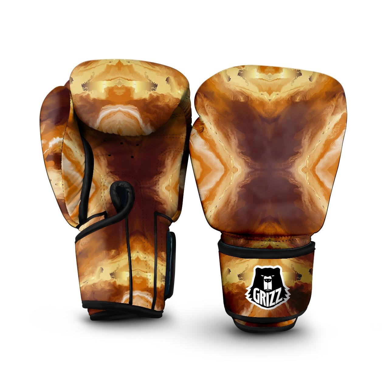 Marble Sugar Brown Print Pattern Boxing Gloves-grizzshop