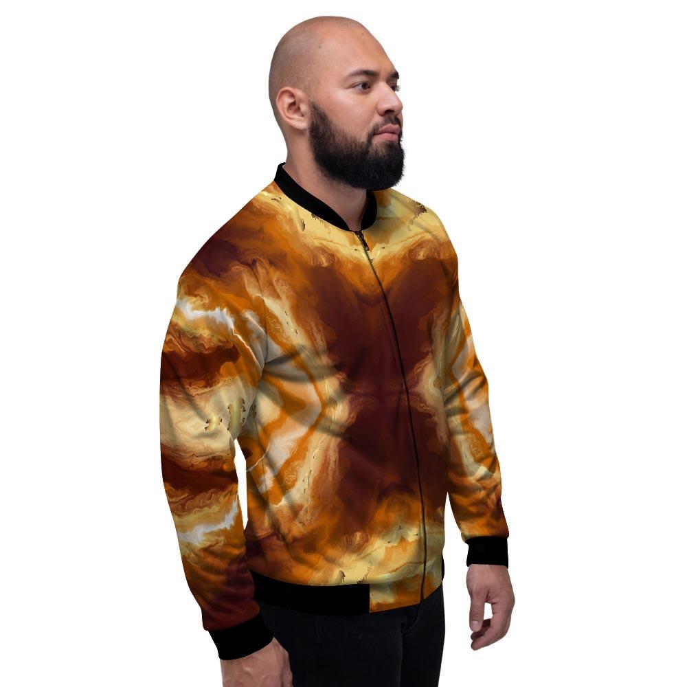 Marble Sugar Brown Print Pattern Men's Bomber Jacket-grizzshop