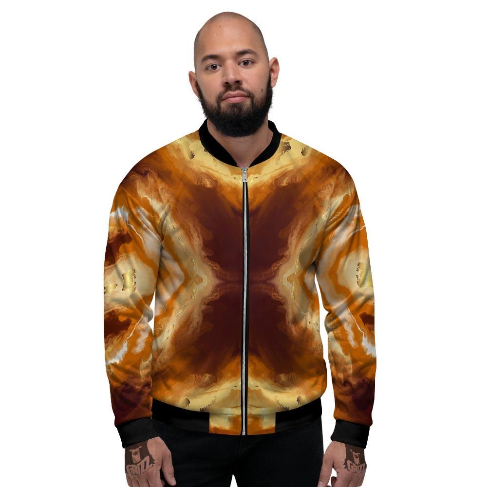 Marble Sugar Brown Print Pattern Men's Bomber Jacket-grizzshop