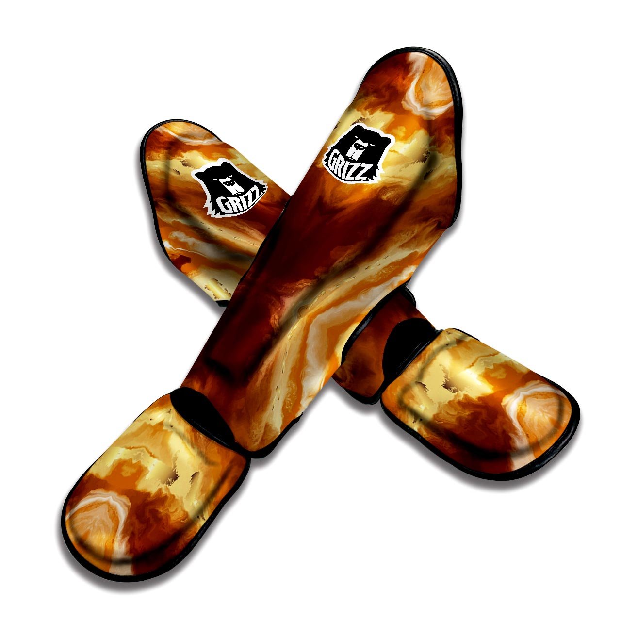 Marble Sugar Brown Print Pattern Muay Thai Shin Guards-grizzshop