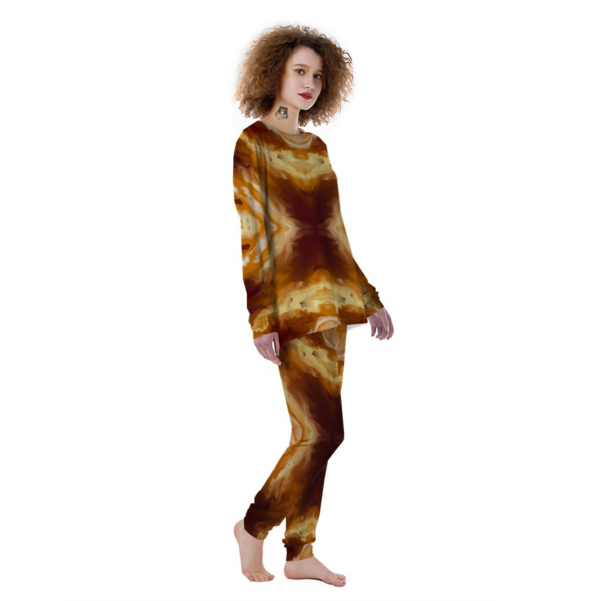 Marble Sugar Brown Print Pattern Women's Pajamas-grizzshop