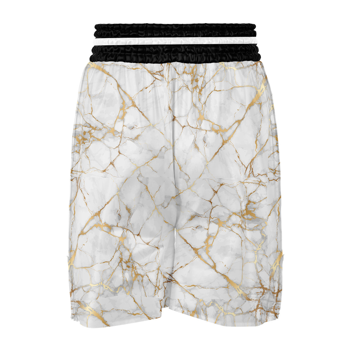 Marble White Gold Print Pattern Boxing Shorts-grizzshop
