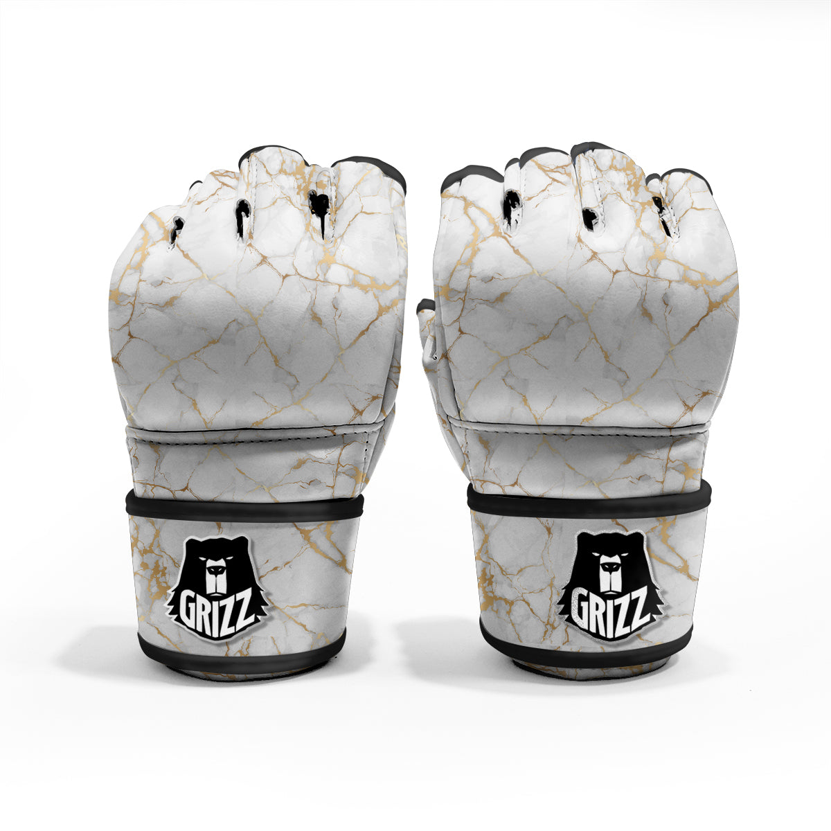 Marble White Gold Print Pattern MMA Gloves-grizzshop