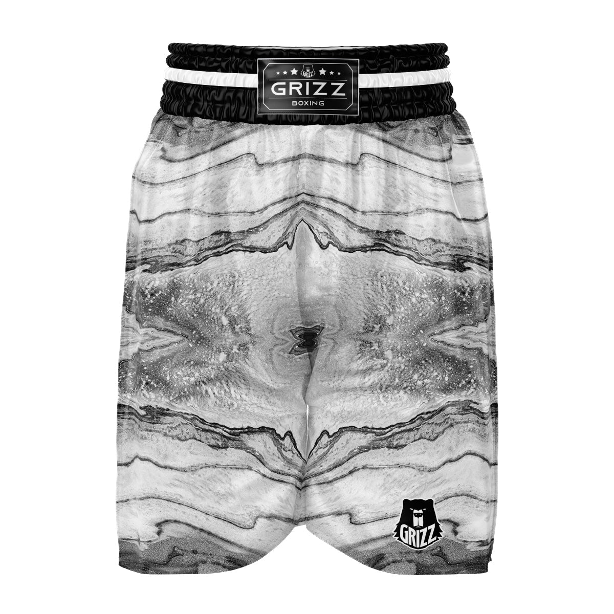 Marble White Gray Print Pattern Boxing Shorts-grizzshop