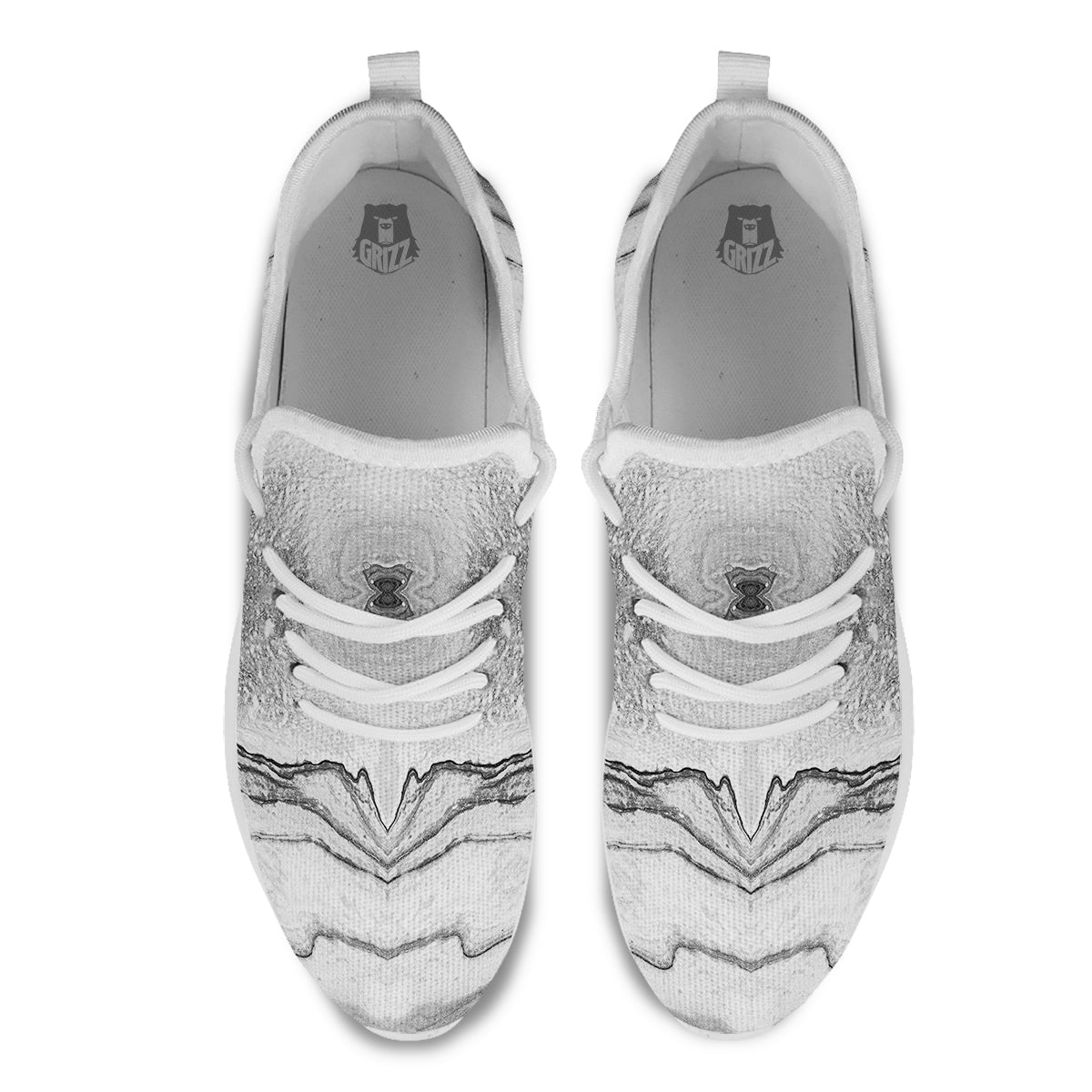 Marble White Gray Print Pattern White Athletic Shoes-grizzshop