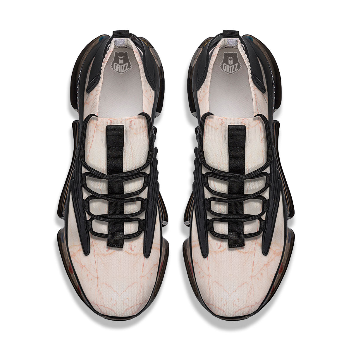 Marble White Pink Print Pattern Black Gym Shoes-grizzshop