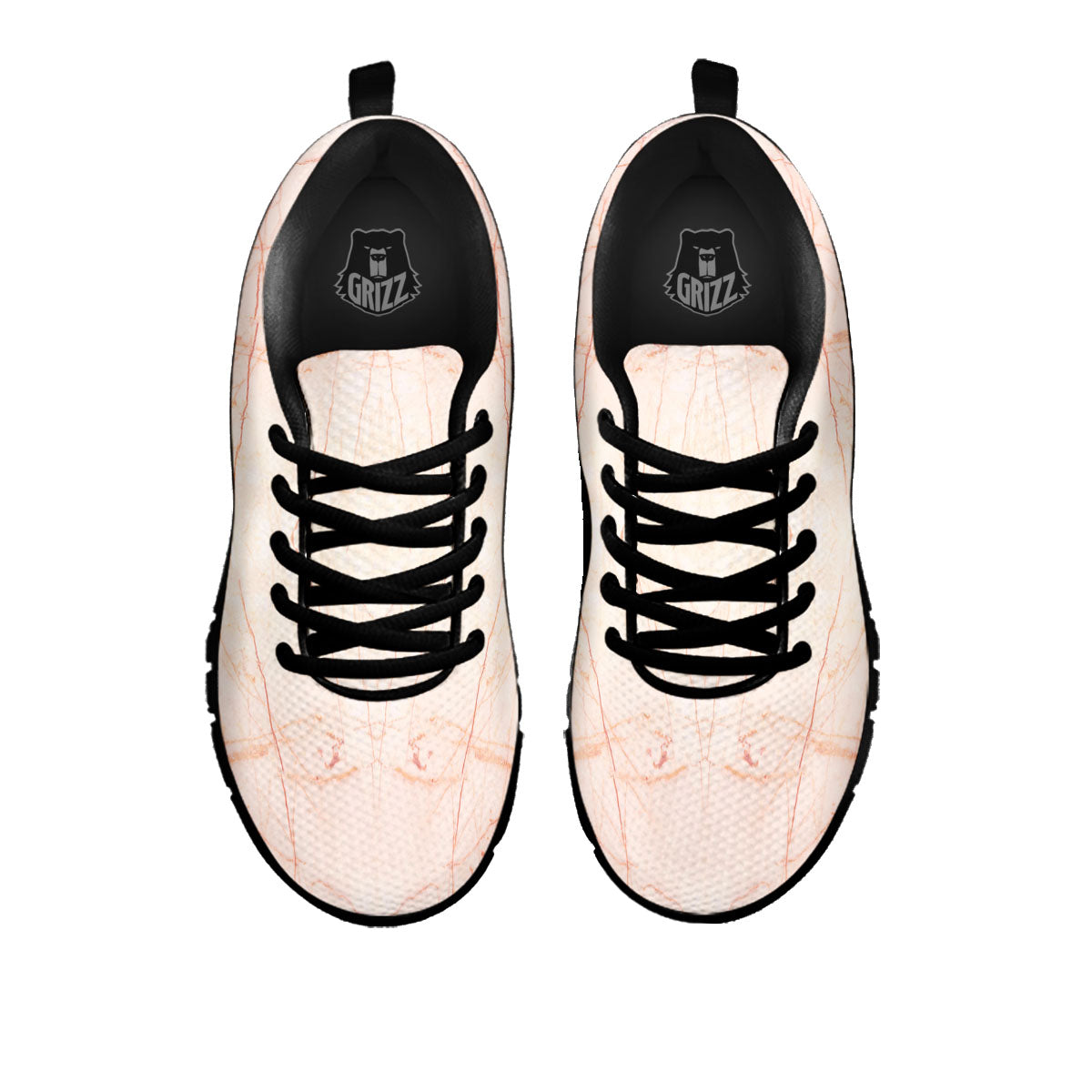 Marble White Pink Print Pattern Black Sneaker-grizzshop