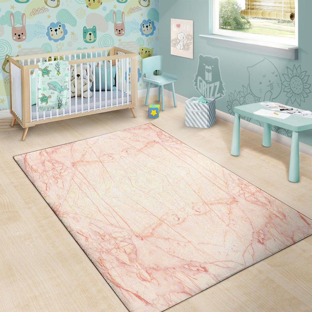 Marble White Pink Print Pattern Floor Mat-grizzshop