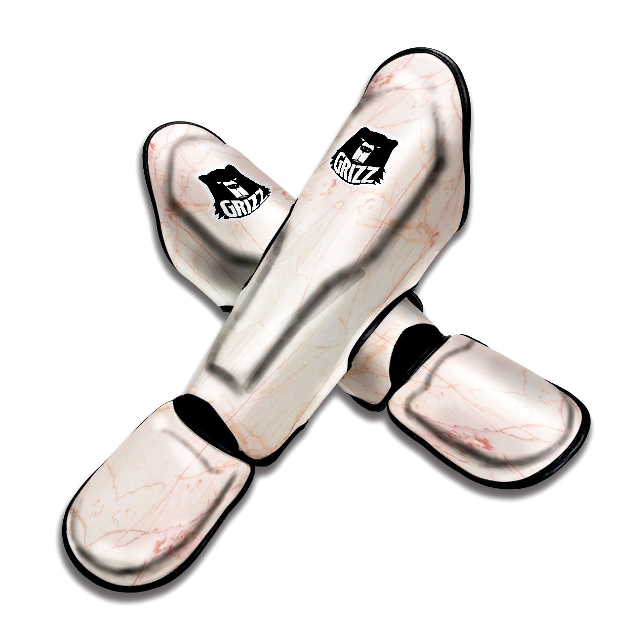 Marble White Pink Print Pattern Muay Thai Shin Guards-grizzshop