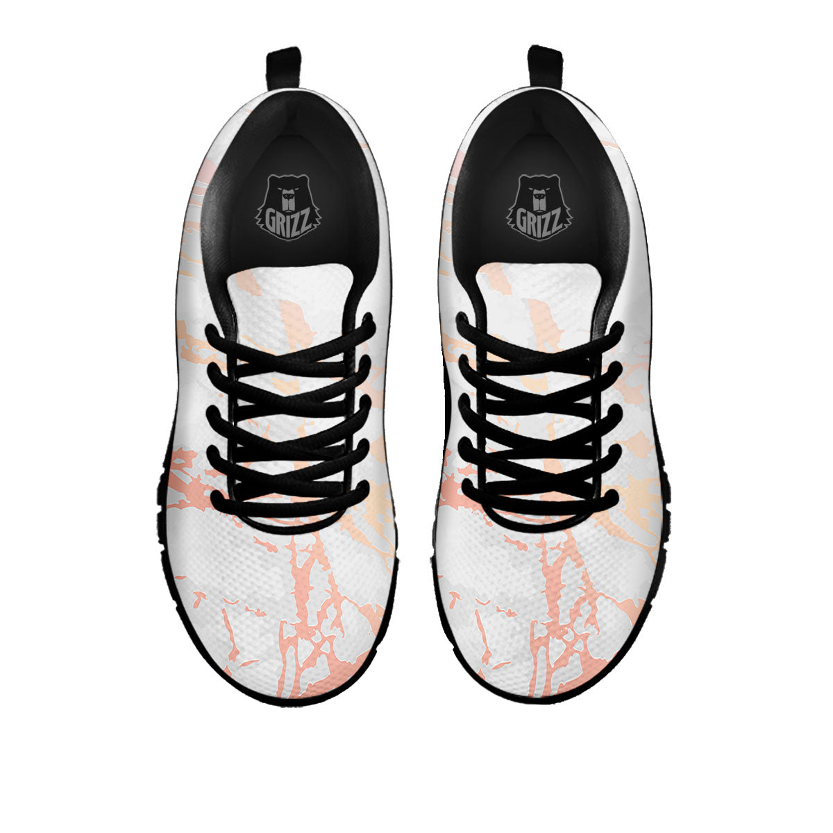 Marble White Rose Gold Print Black Sneaker-grizzshop