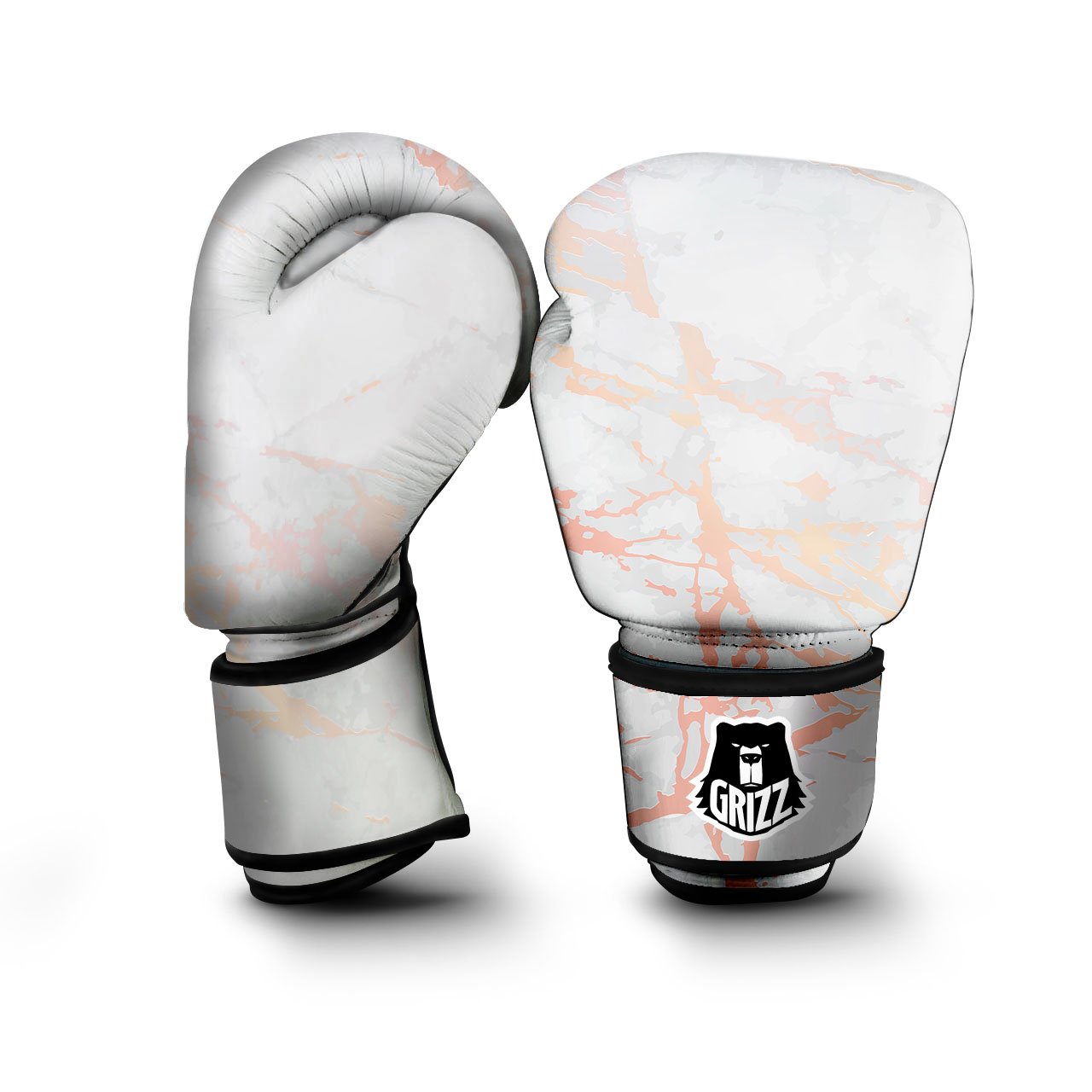 Marble White Rose Gold Print Boxing Gloves-grizzshop