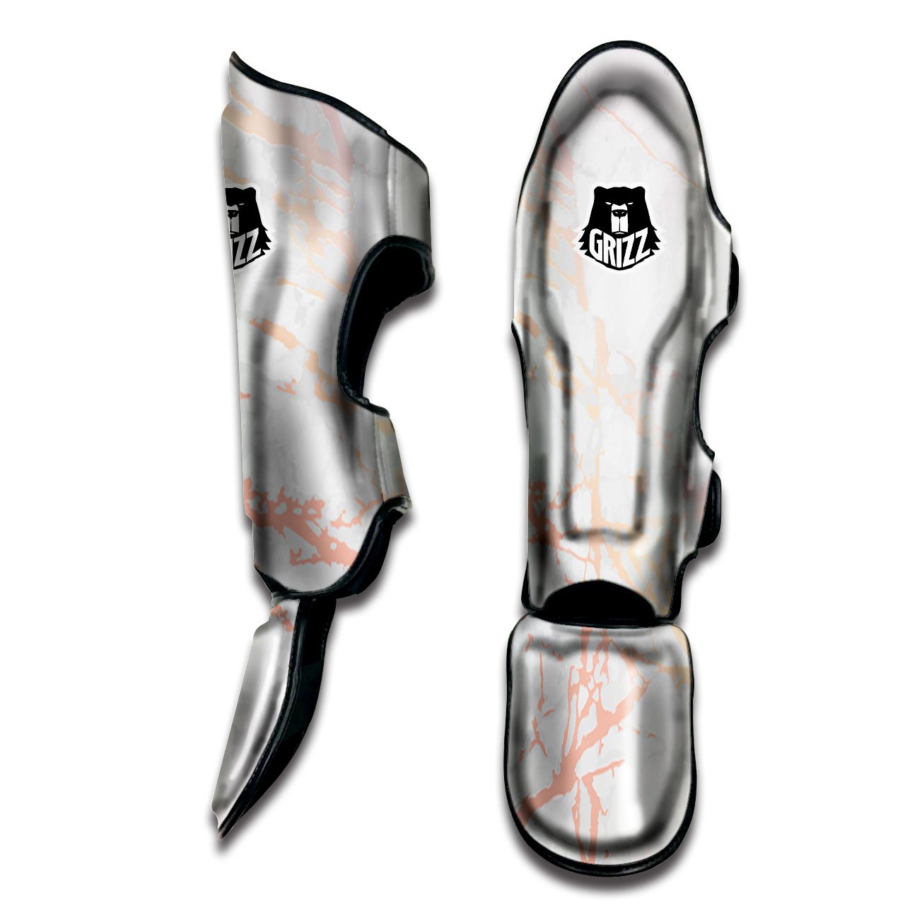 Marble White Rose Gold Print Muay Thai Shin Guards-grizzshop