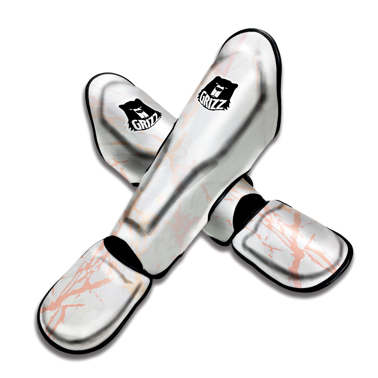 Marble White Rose Gold Print Muay Thai Shin Guards-grizzshop