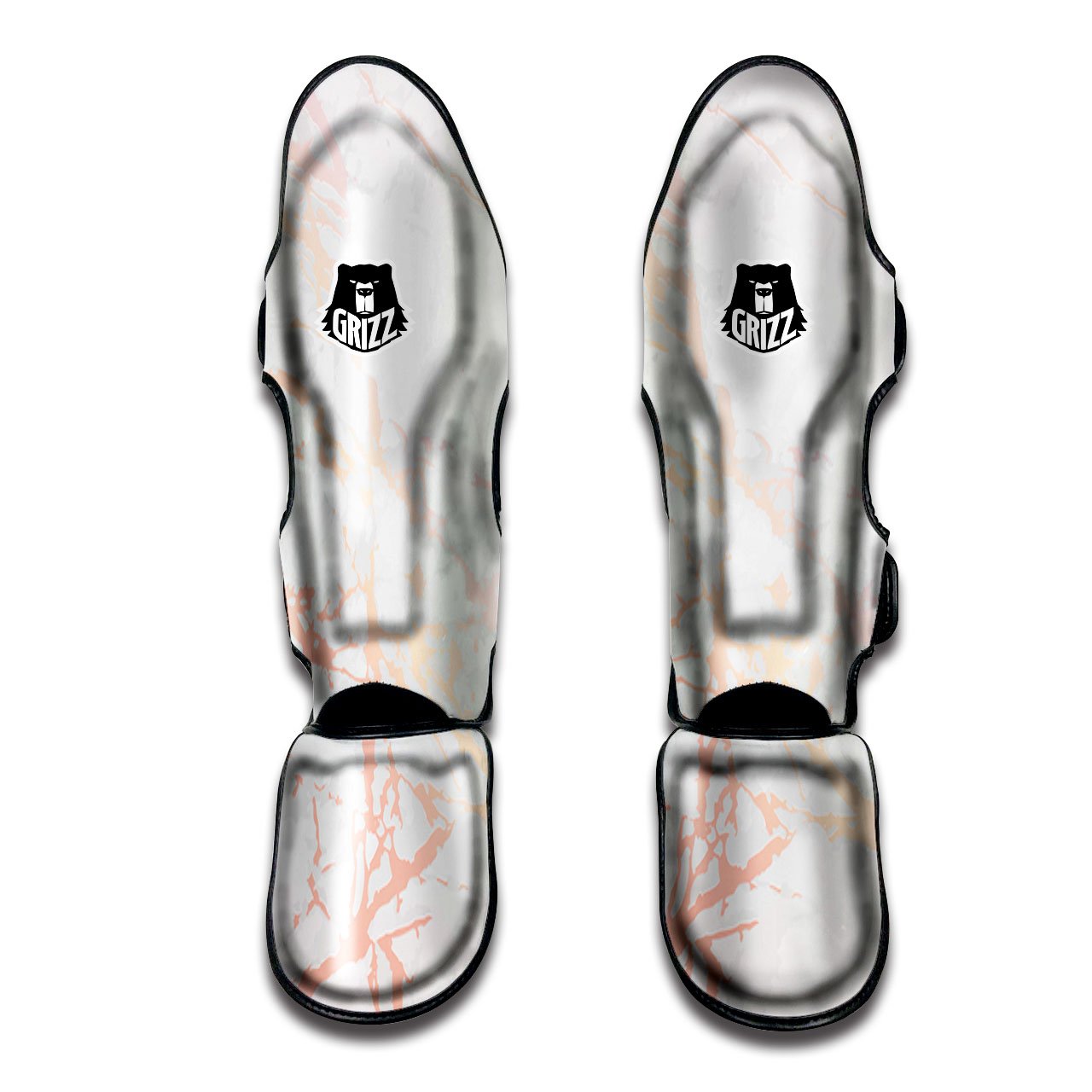 Marble White Rose Gold Print Muay Thai Shin Guards-grizzshop