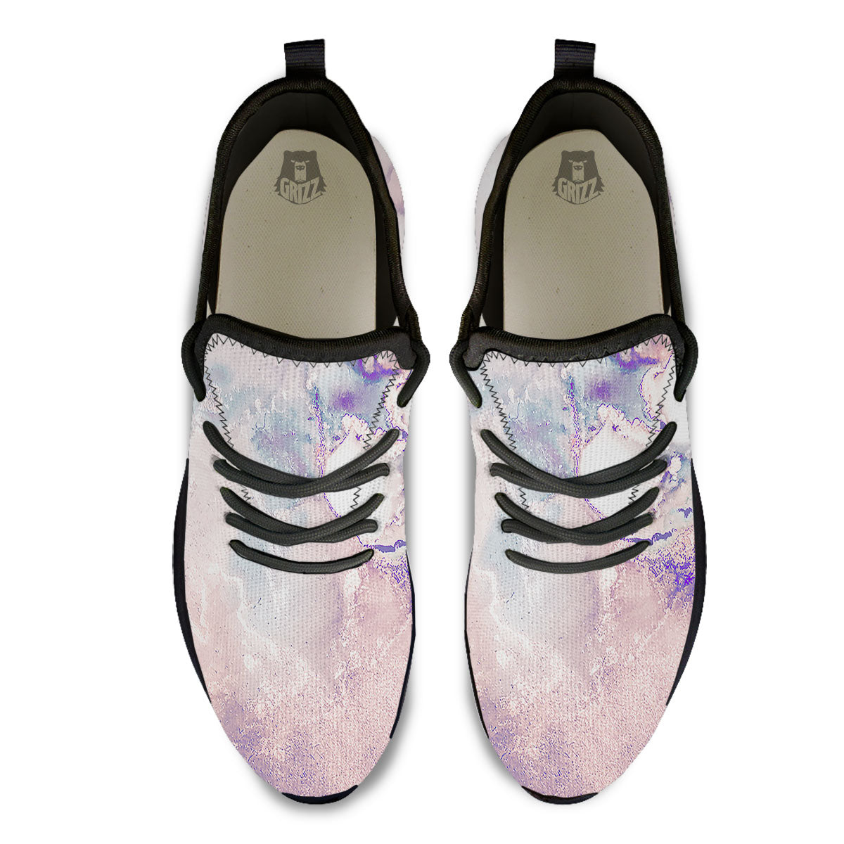 Marble White Ruby Print Black Athletic Shoes-grizzshop