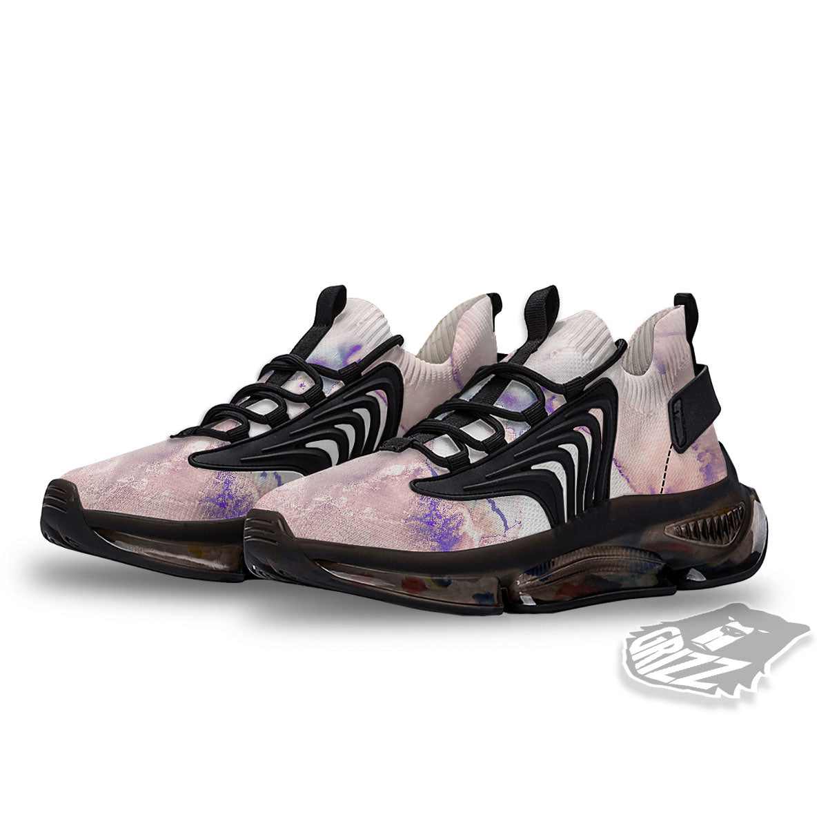 Marble White Ruby Print Black Gym Shoes-grizzshop