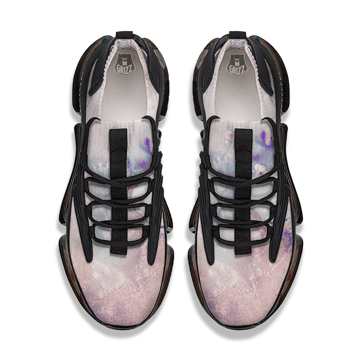 Marble White Ruby Print Black Gym Shoes-grizzshop