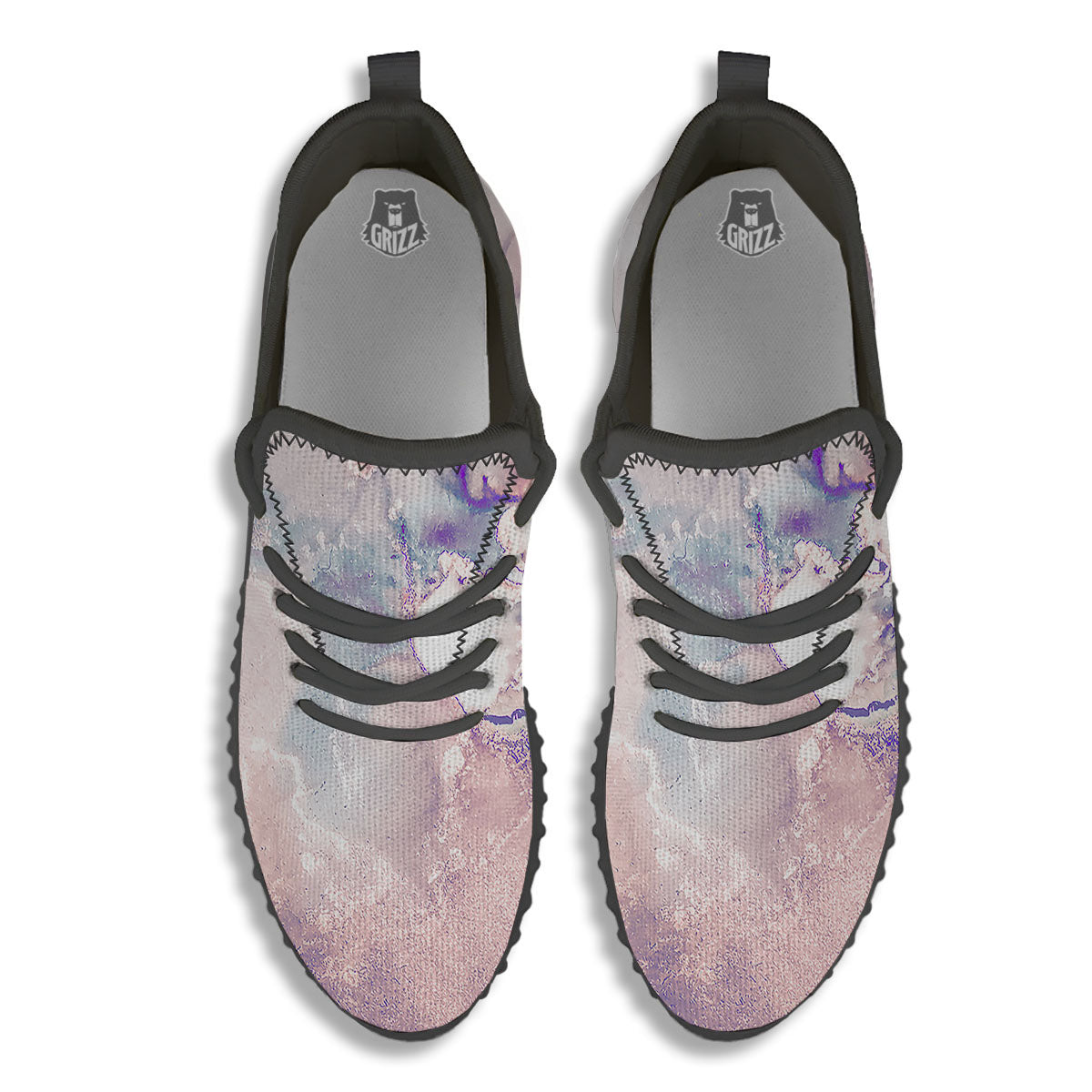 Marble White Ruby Print Black Walking Shoes-grizzshop