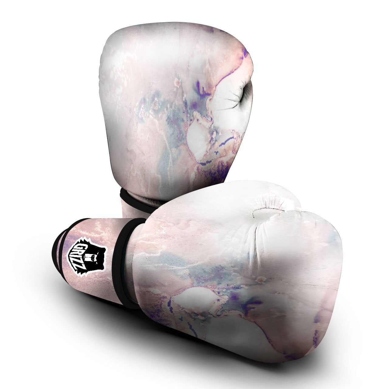 Marble White Ruby Print Boxing Gloves-grizzshop