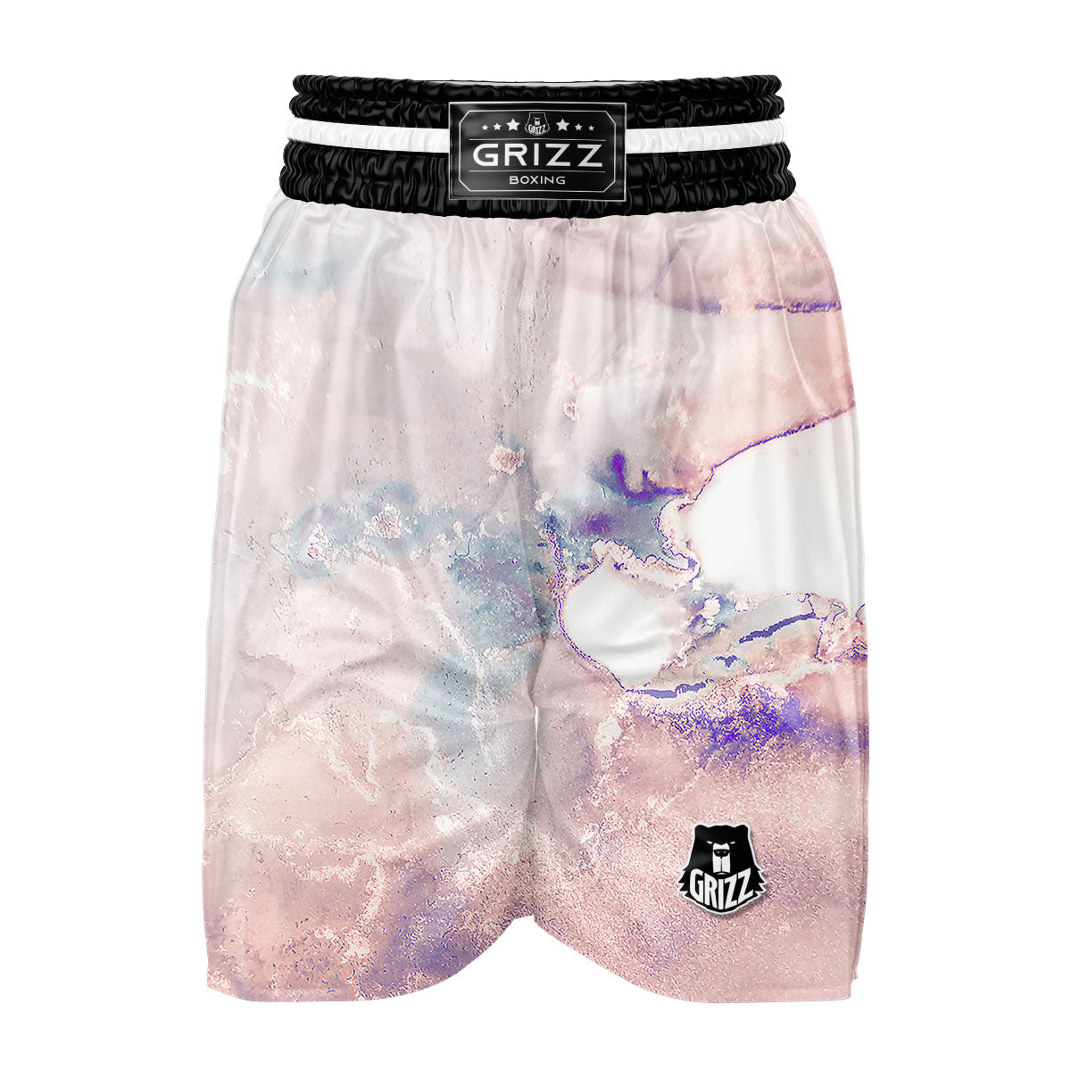 Marble White Ruby Print Boxing Shorts-grizzshop