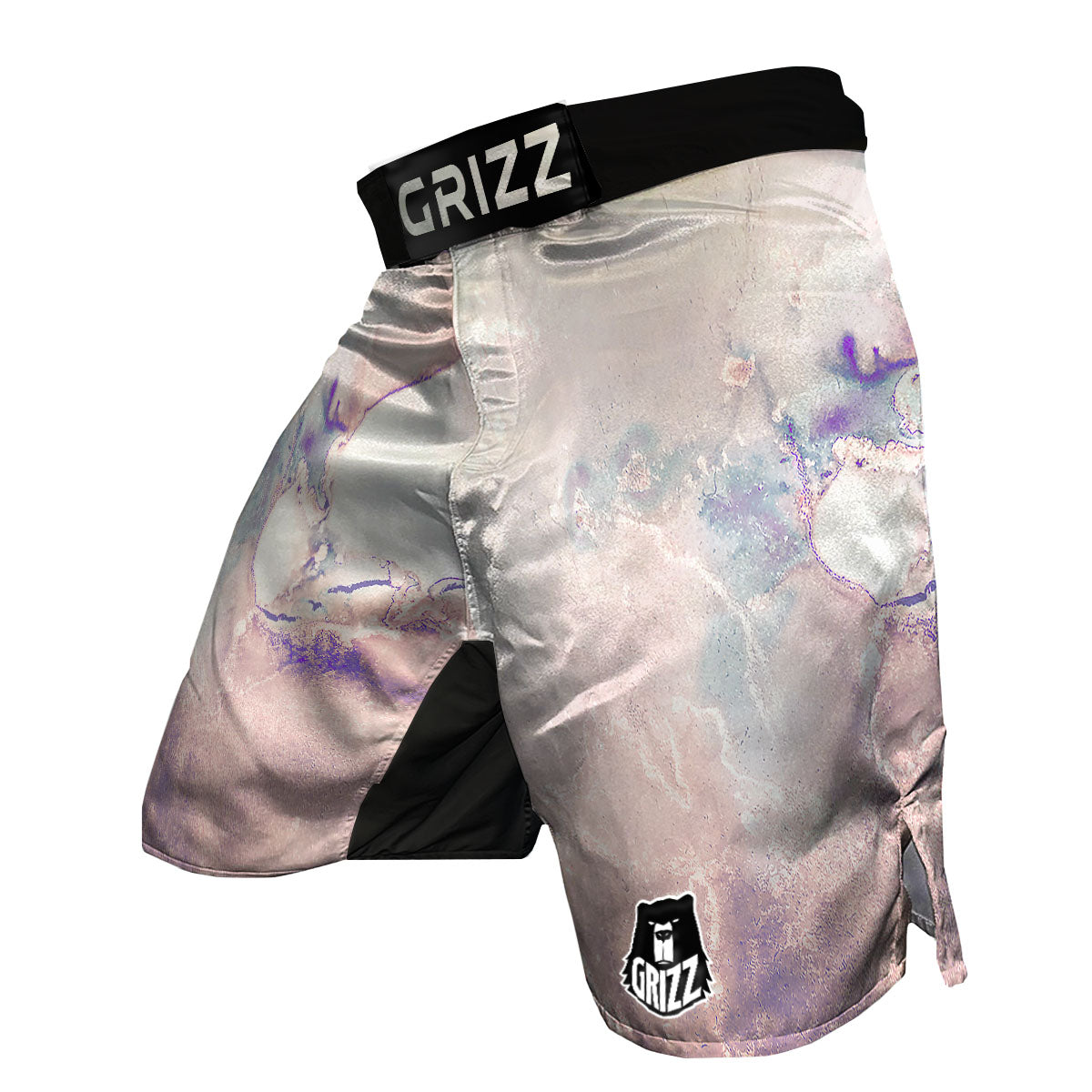 Marble White Ruby Print MMA Shorts-grizzshop