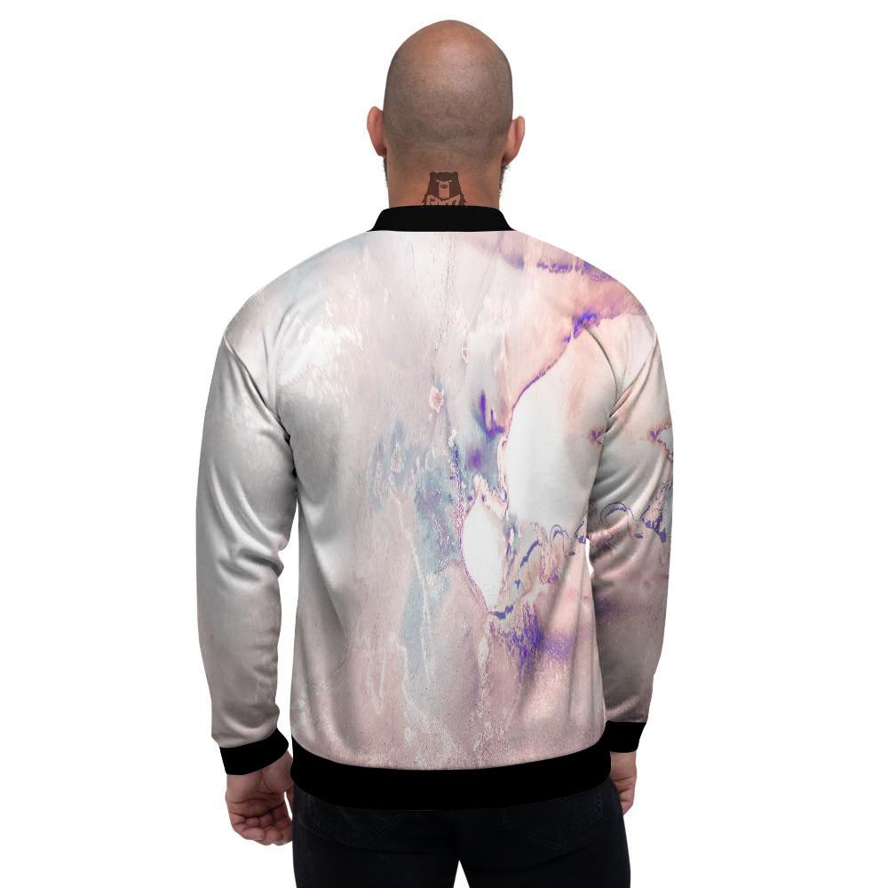 Marble White Ruby Print Men's Bomber Jacket-grizzshop