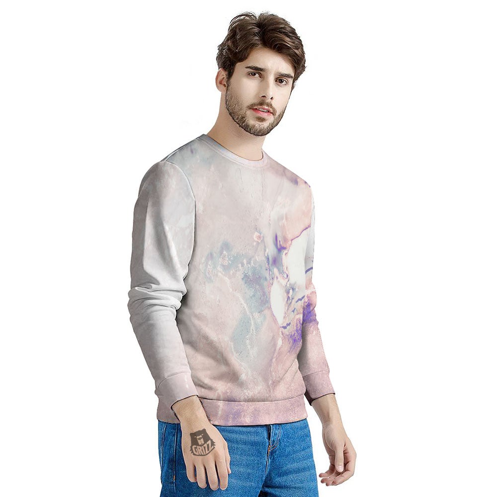 Marble White Ruby Print Men's Sweatshirt-grizzshop