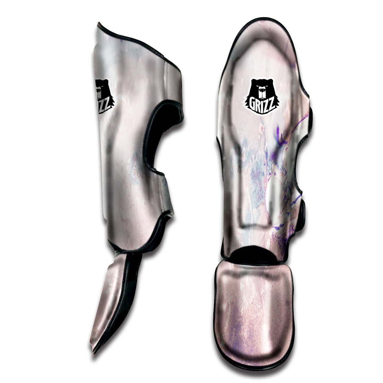 Marble White Ruby Print Muay Thai Shin Guards-grizzshop