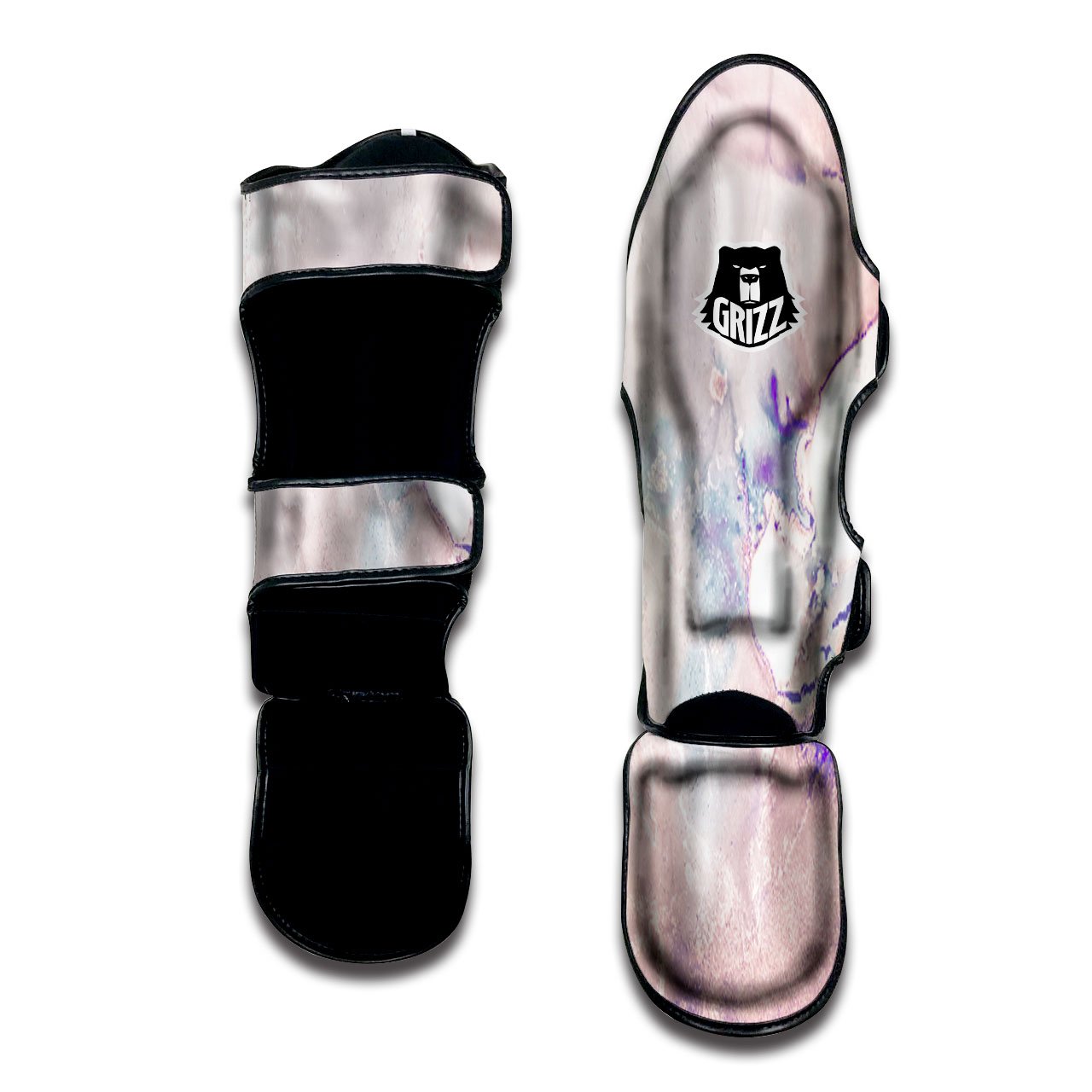 Marble White Ruby Print Muay Thai Shin Guards-grizzshop