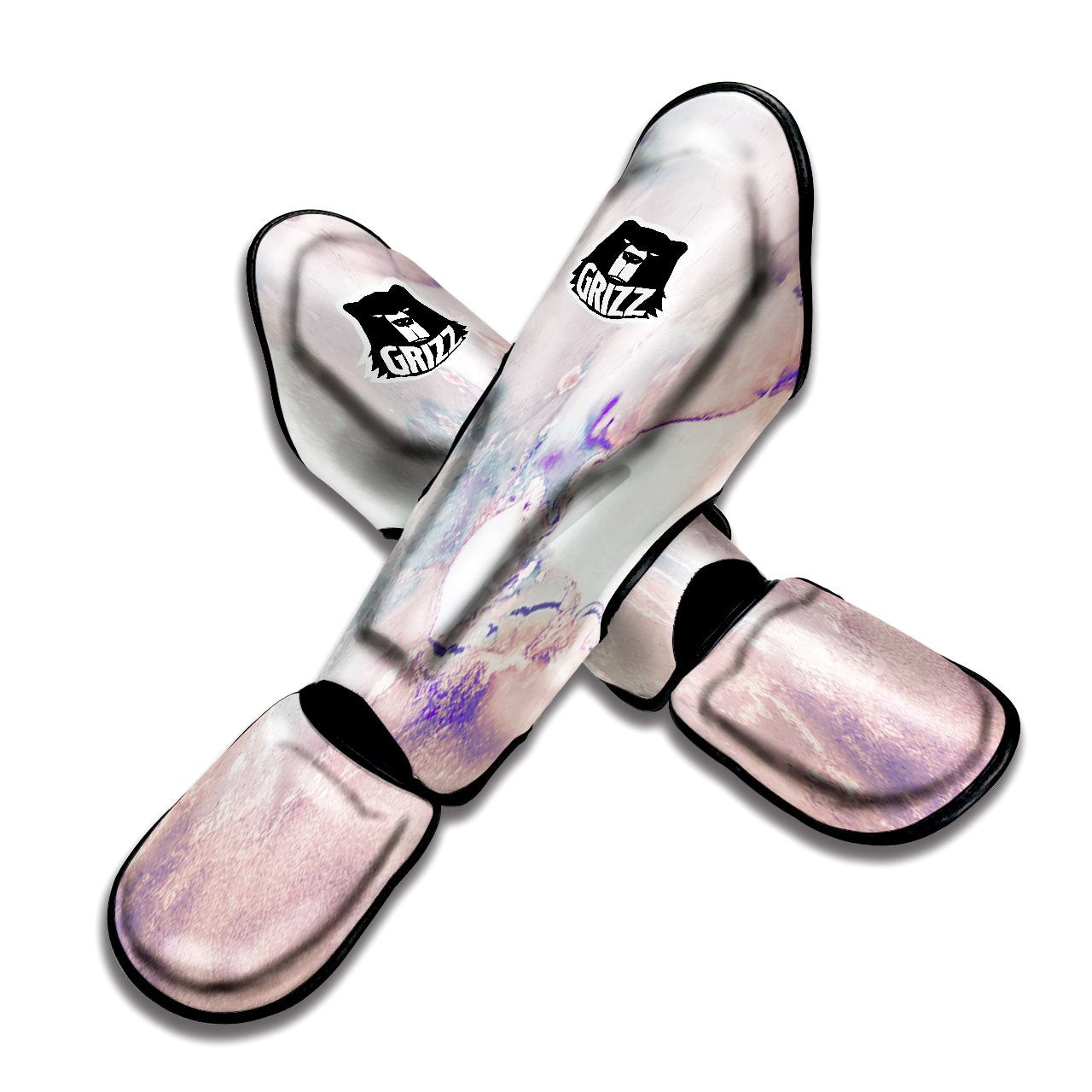 Marble White Ruby Print Muay Thai Shin Guards-grizzshop