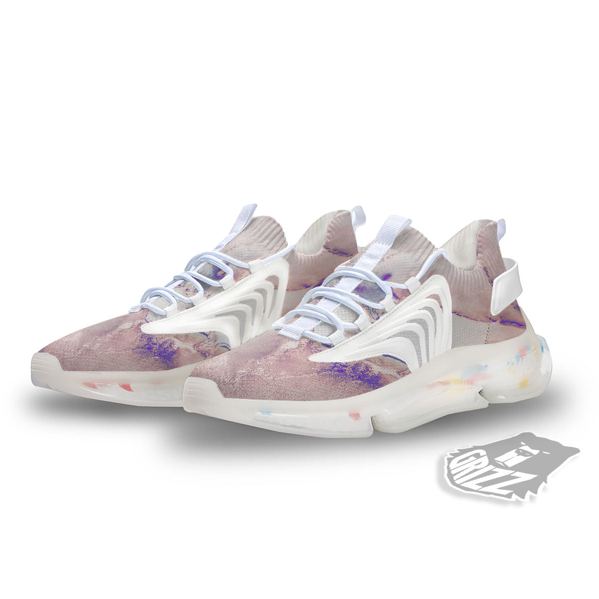 Marble White Ruby Print White Gym Shoes-grizzshop