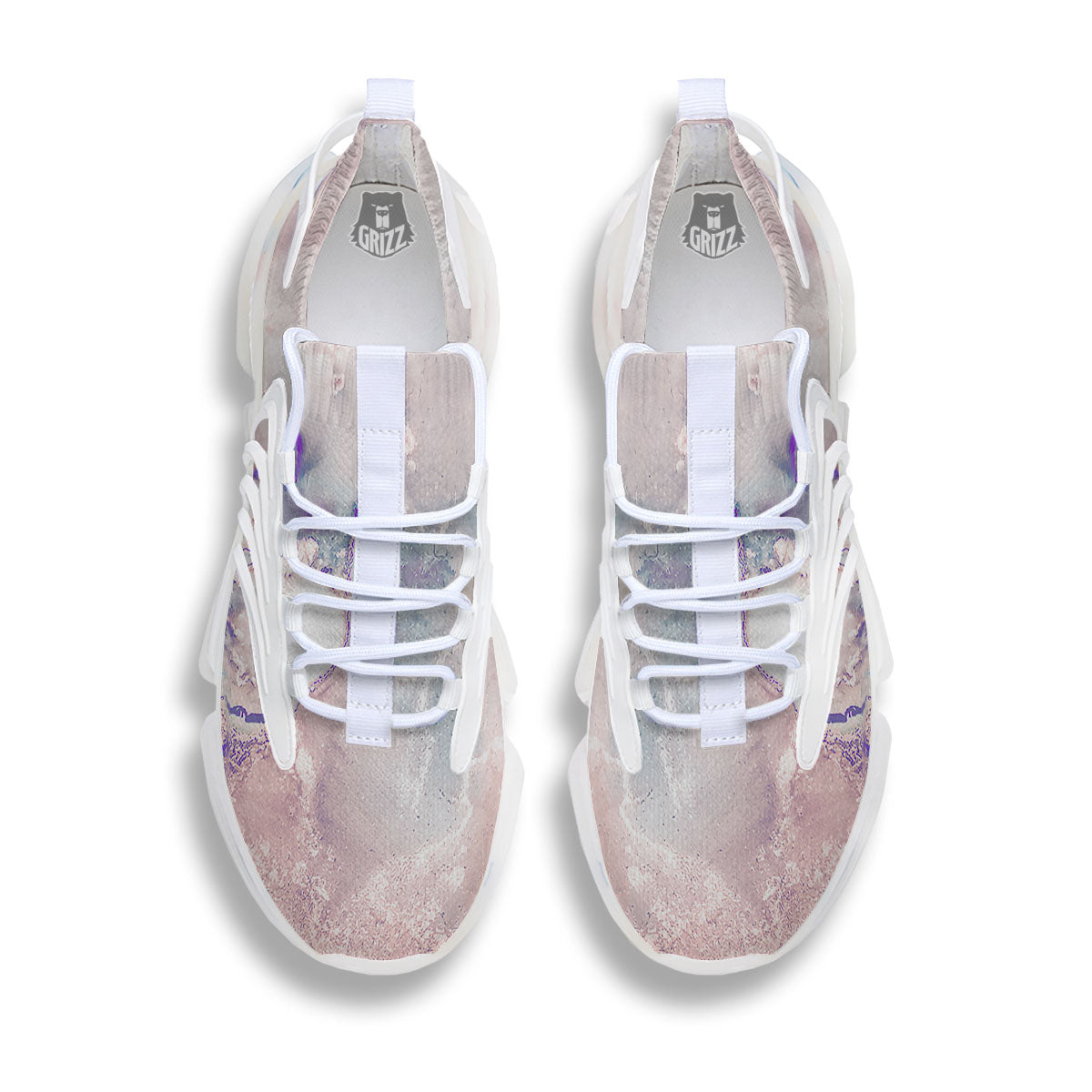 Marble White Ruby Print White Gym Shoes-grizzshop