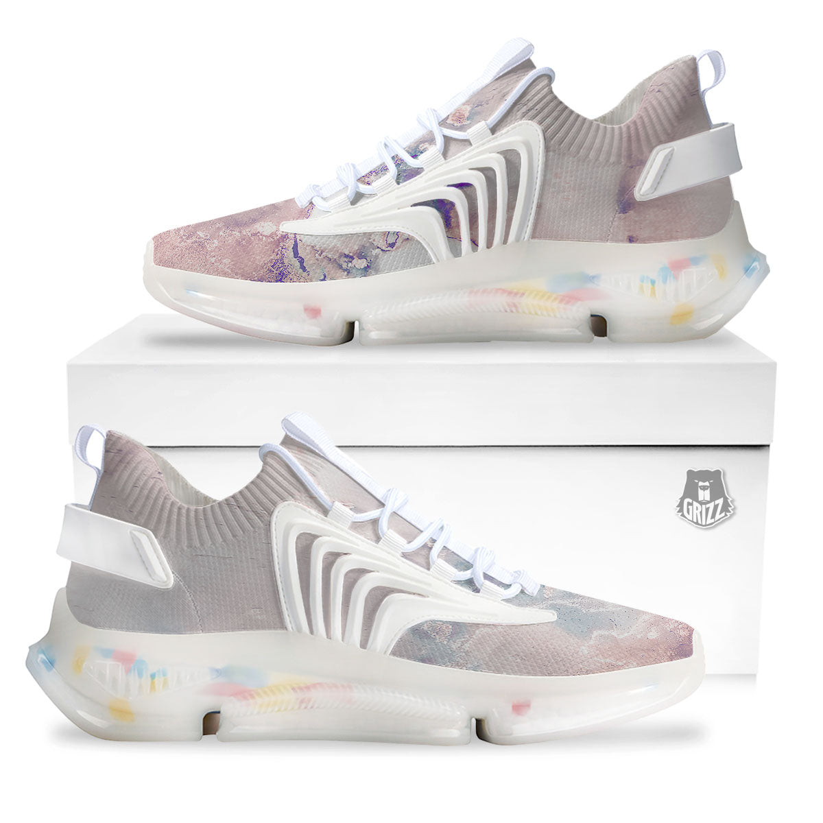 Marble White Ruby Print White Gym Shoes-grizzshop
