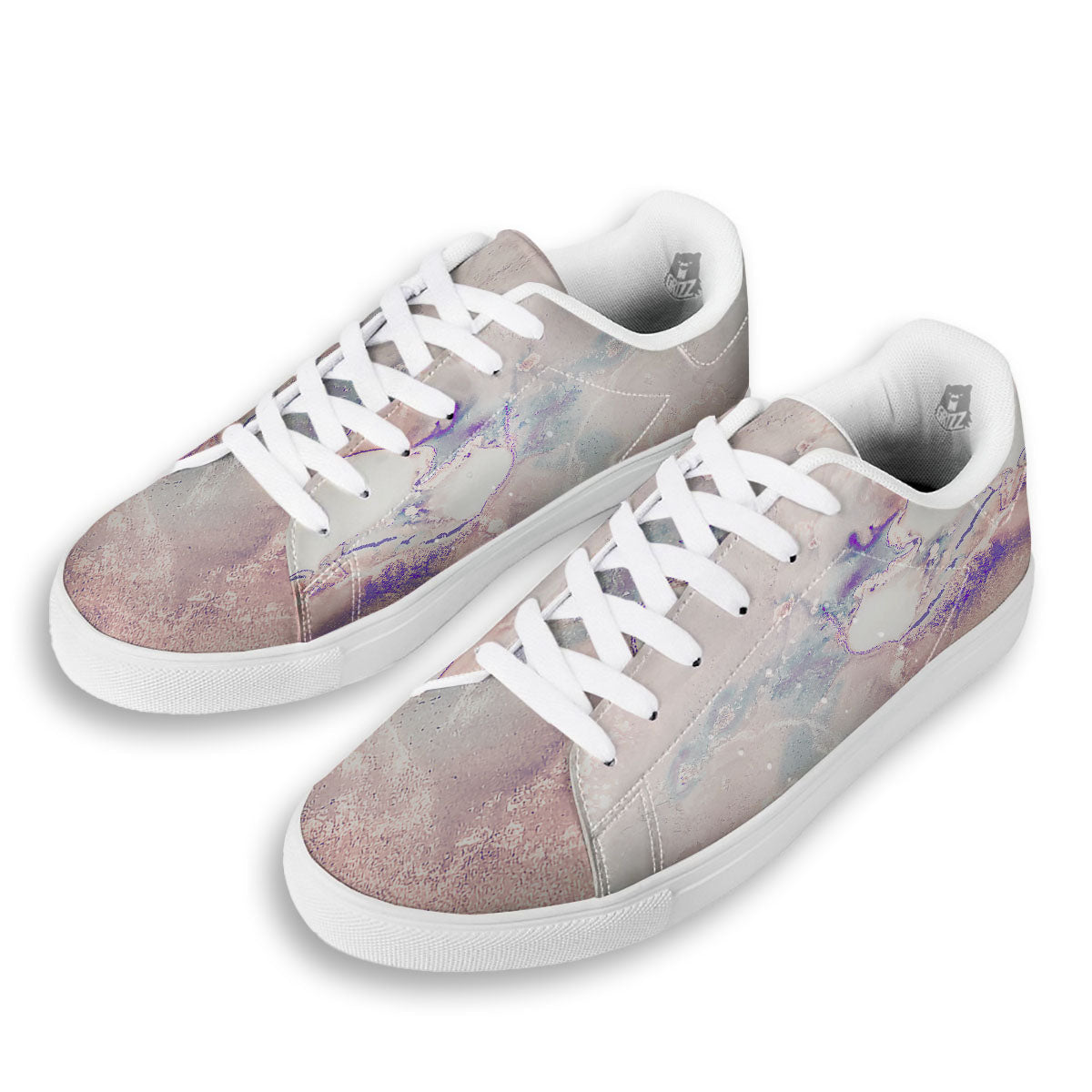 Marble White Ruby Print White Low Top Sneakers-grizzshop