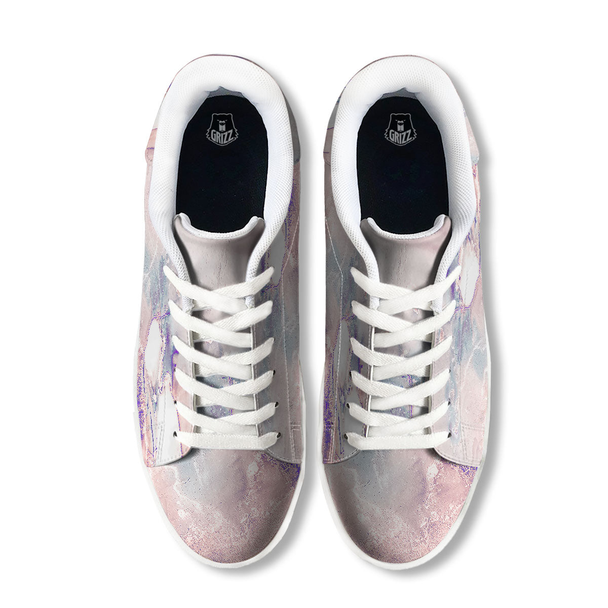 Marble White Ruby Print White Low Top Sneakers-grizzshop