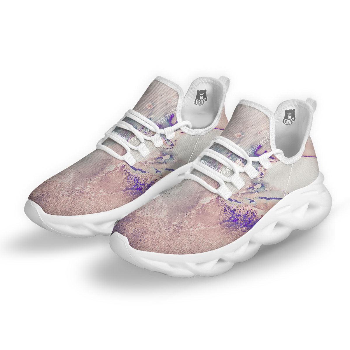 Marble White Ruby Print White Running Shoes-grizzshop